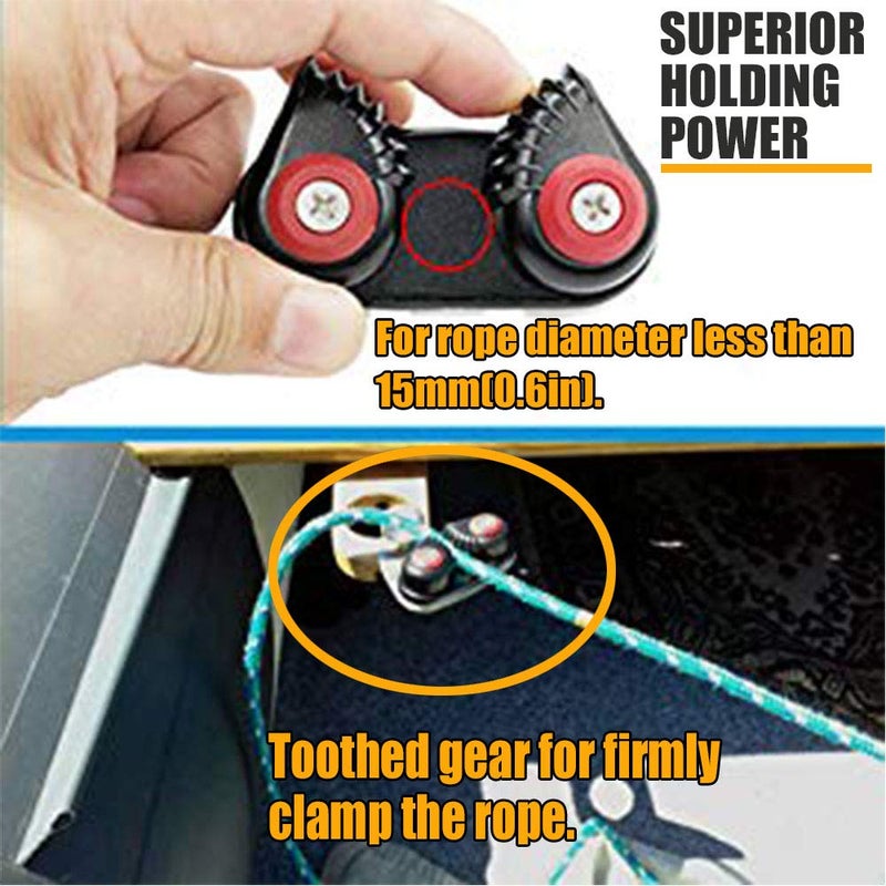 RANDDER Kayak Cam Cleat  Boat Canoe Sailing Boat Dinghy Aluminum Cam Cleats Fast Entry Kayak Cleats (Black-2 Pack) - Image 5
